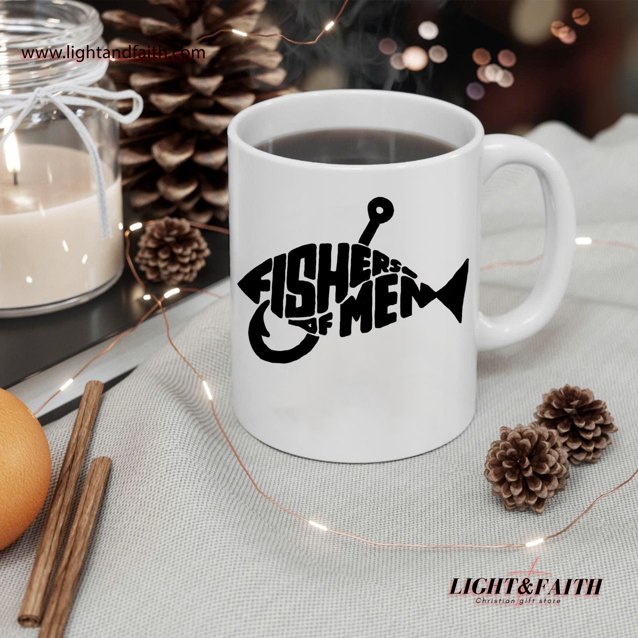 Fishers of Men Christian Mug, Bible Verse Coffee Cup, Religious Fishing Gift for Men, Faith-Based Fisherman Mug, Jesus Disciples Mug MULAF59